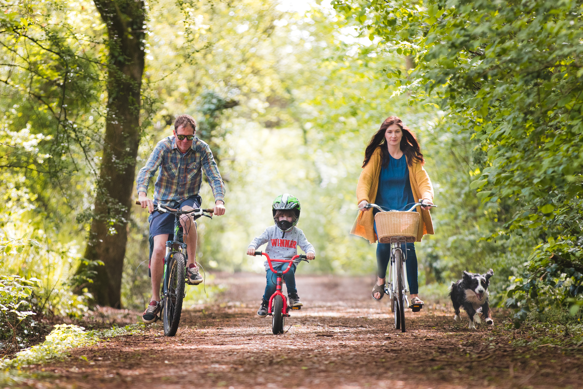 Family Cycling along the Railway Line
